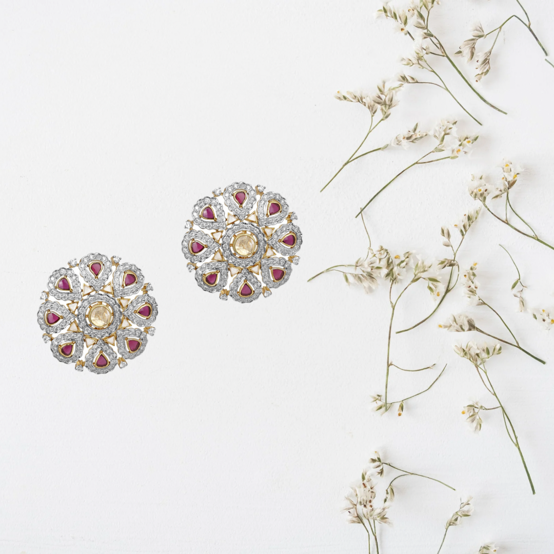 Floral Ruby Studs