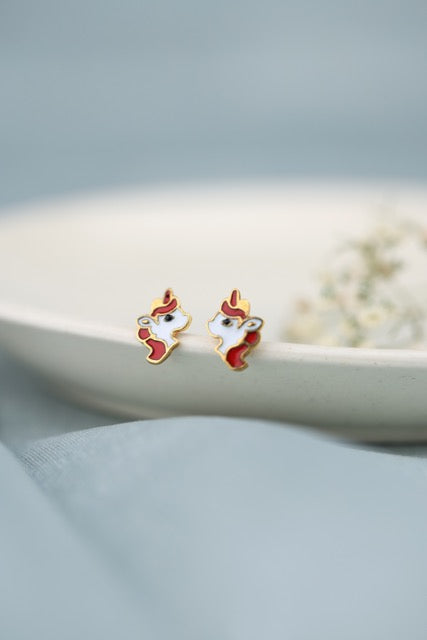 Red Unicorn Earrings